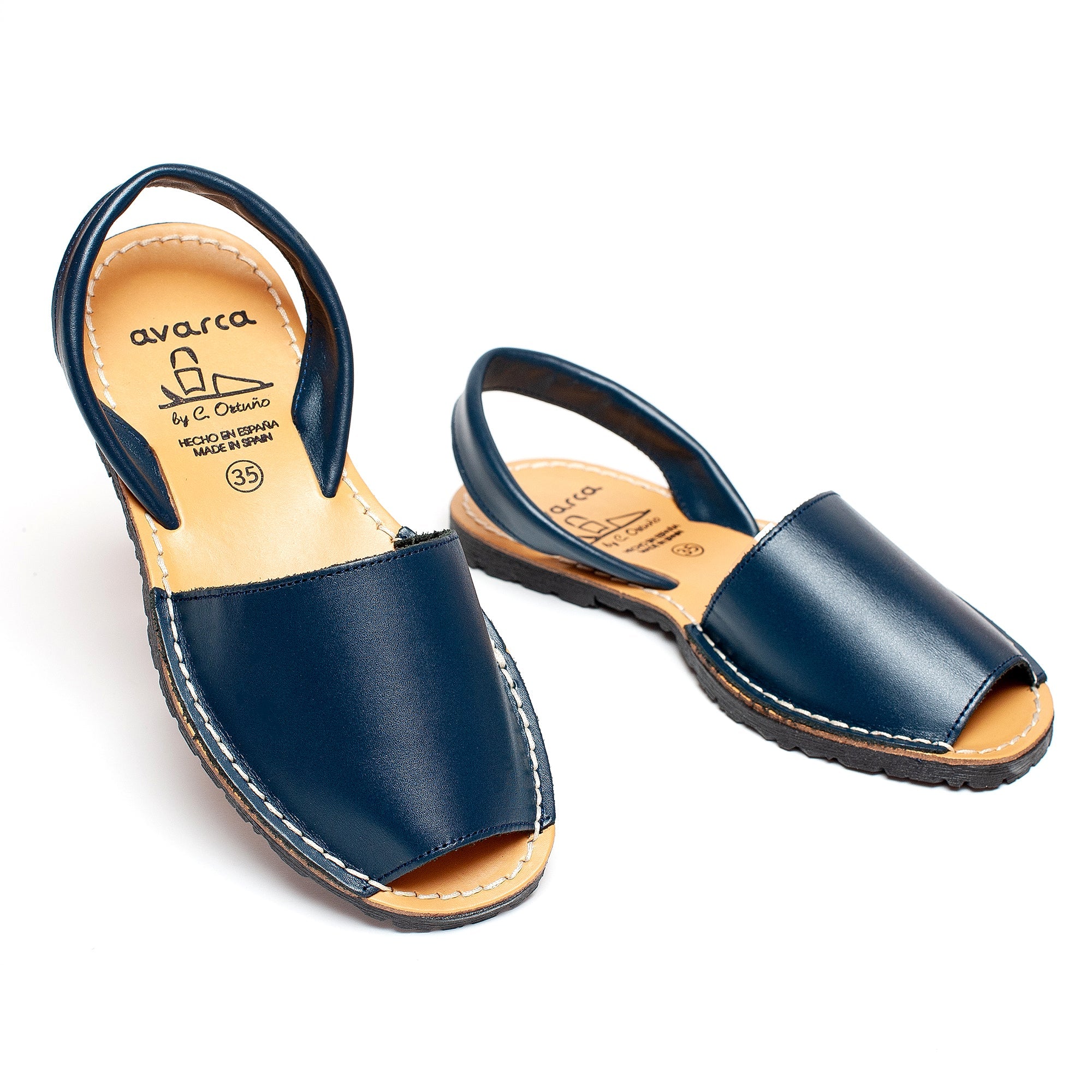 Avarca Lightweight Leather Bkack Dressy Sandals for Women