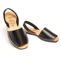 Avarca Leather  Open Toe Black Sandals for Women
