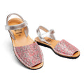 Avarca Glitter Leather Pink Silver Sandals for Girls
