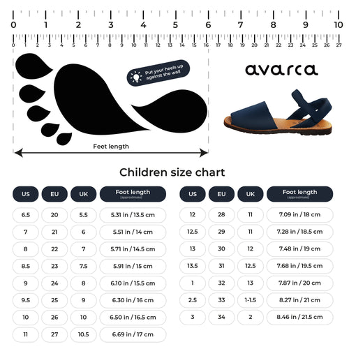 Avarca Handmade Leather Black Sandals for Boys