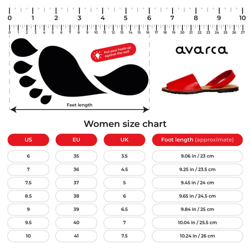 Avarca Leather Red Sandals for Women