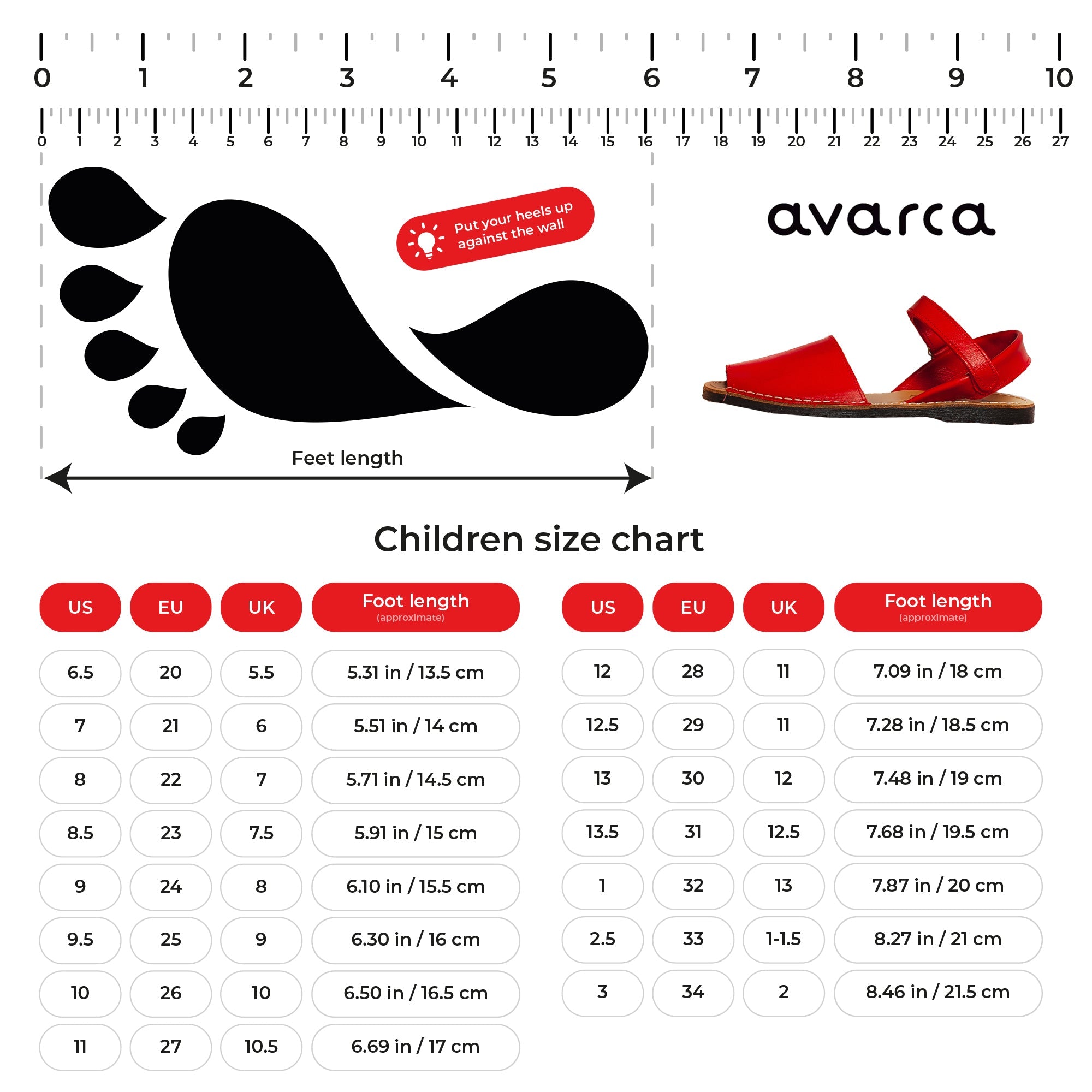 Avarca Leather Toddler Girl Red Sandals