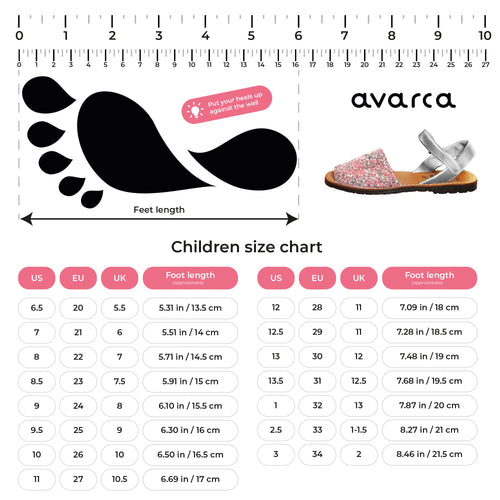 Avarca Glitter Leather Pink Silver Sandals for Girls