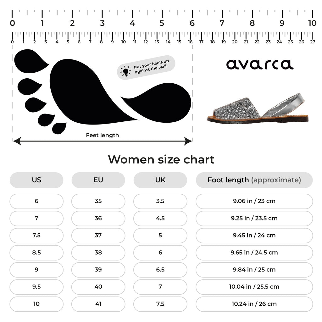 Avarca Glitter Leather Silver Sandals for Women