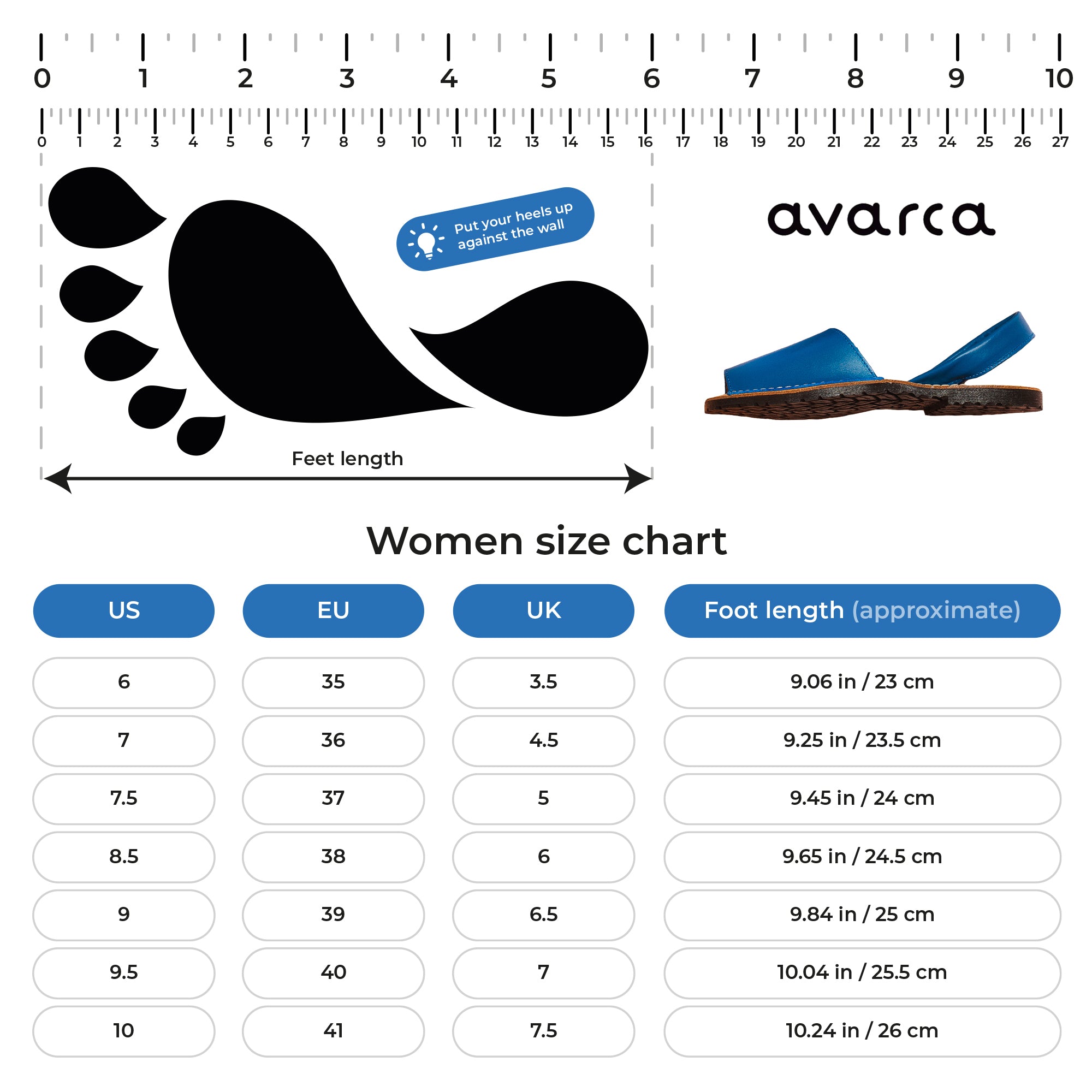 Avarca Lightweight Leather Light Blue Sandals for Women