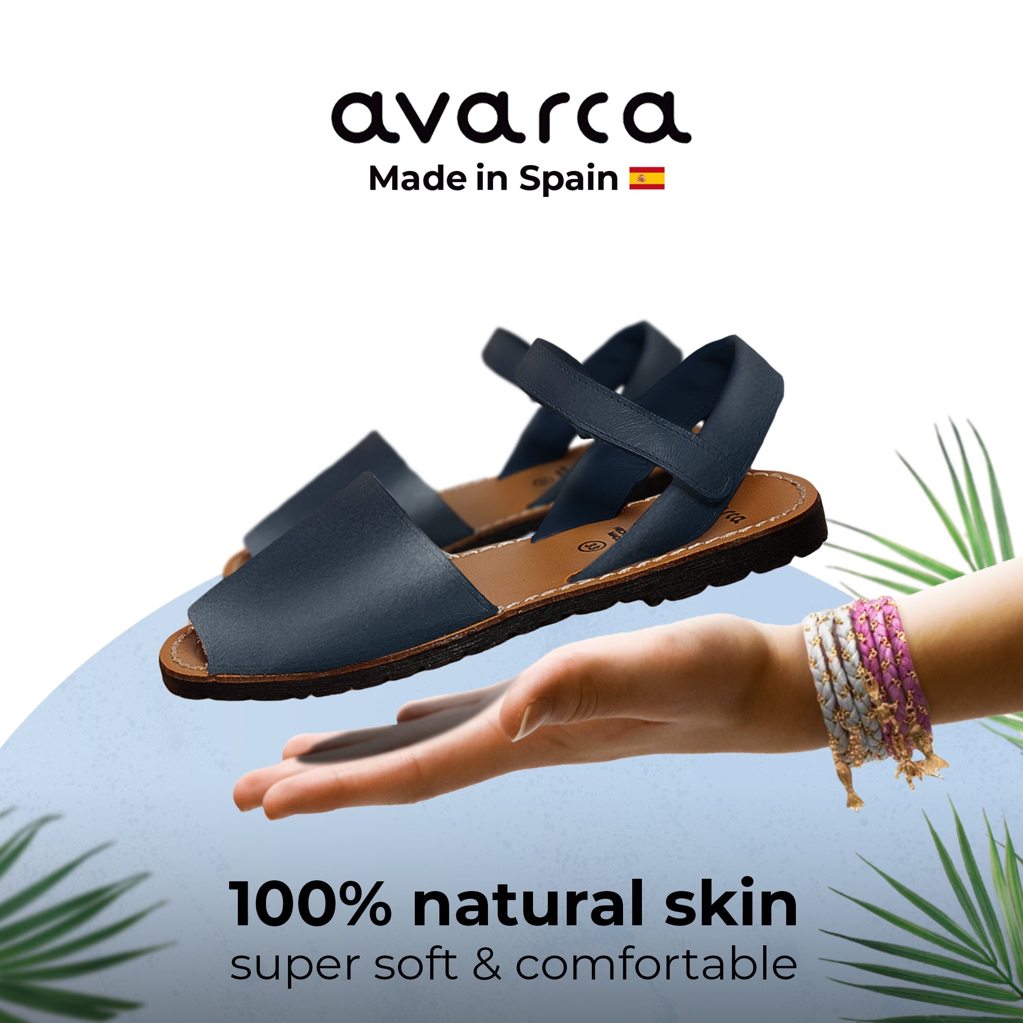 Avarca Lightweight Leather Black Sandals for Kids