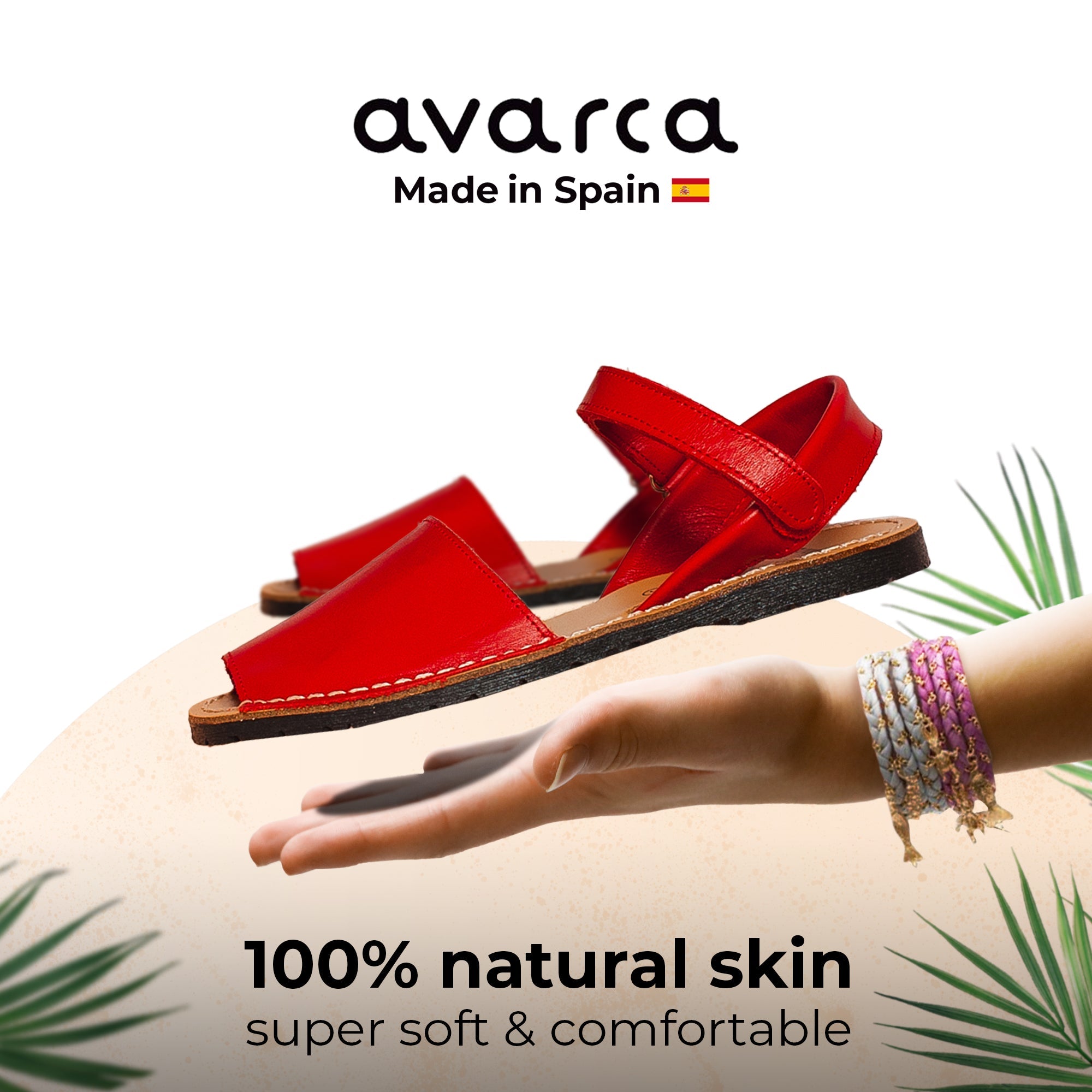 Avarca Leather Toddler Girl Red Sandals
