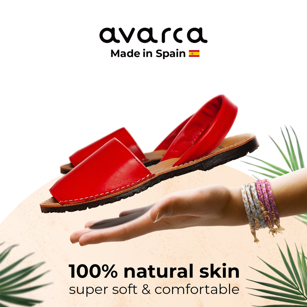 Avarca Leather Red Sandals for Women