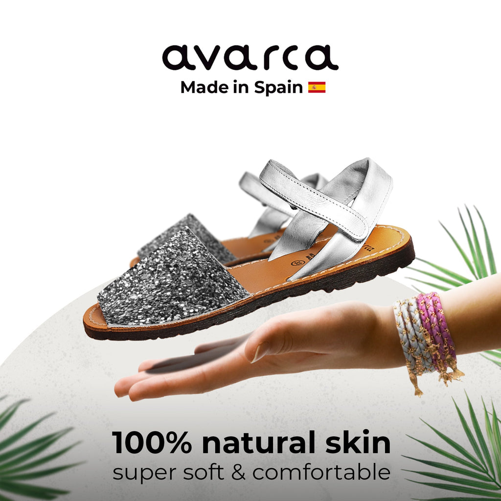 Avarca Glitter Leather Toddler Girl Silver Sandals