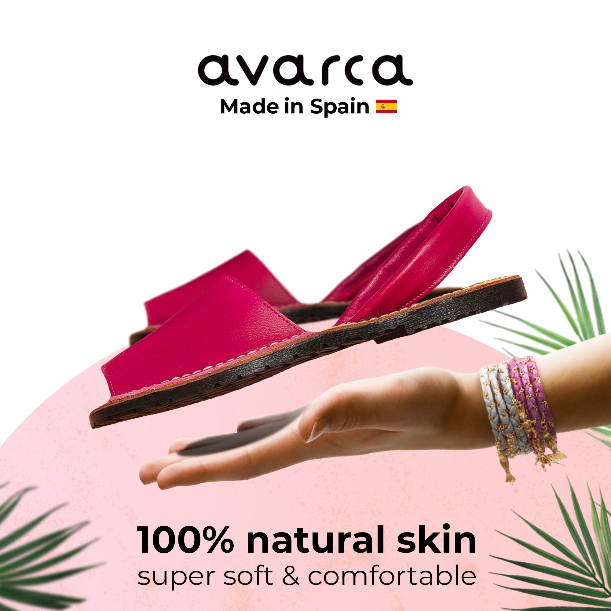 Avarca Lightweight Leather Fuchsia Dressy Sandals for Women