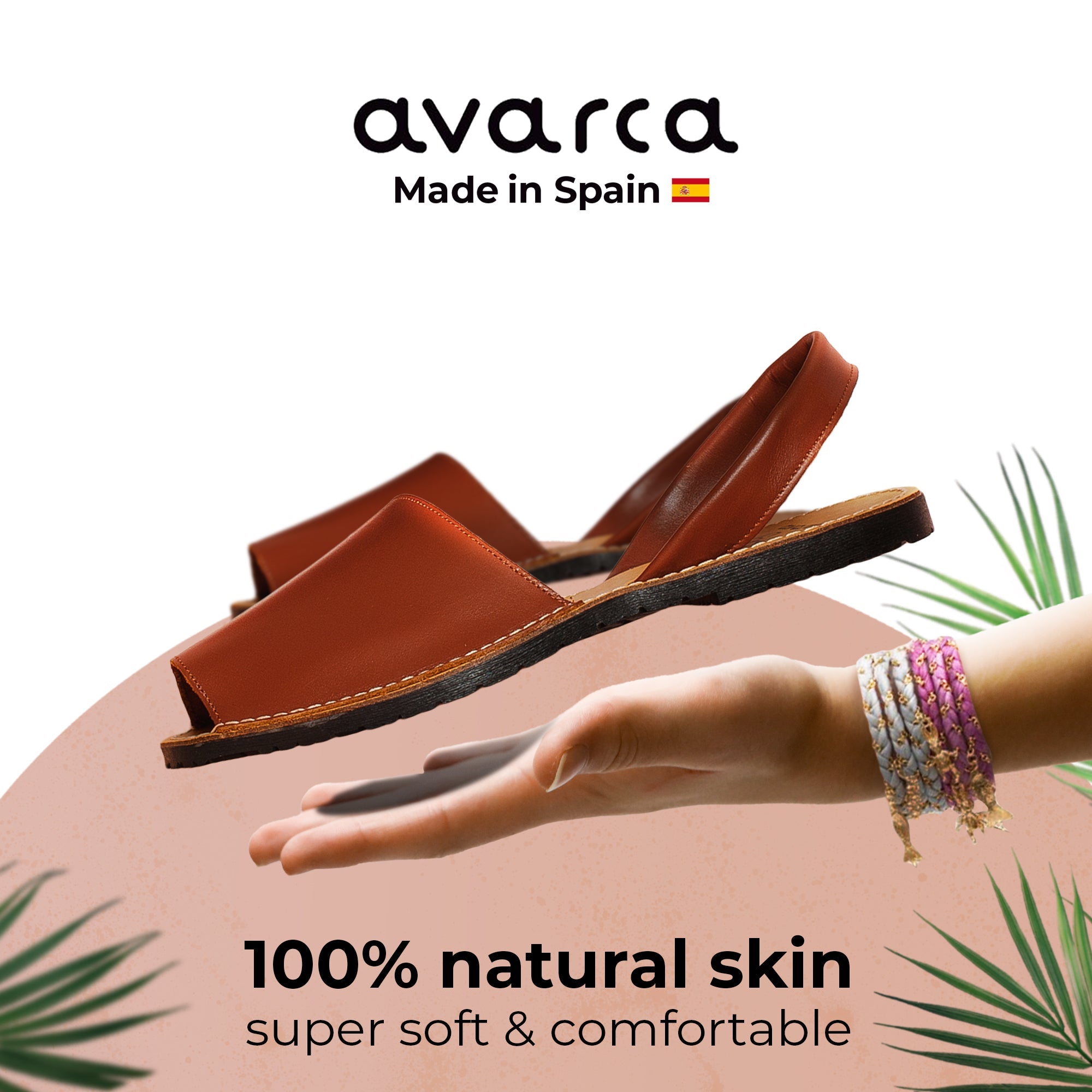 Avarca Lightweight Leather Brown Sandals for Women