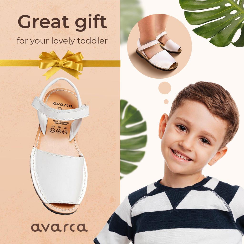 Avarca Handmade Leather White Sandals for Boys