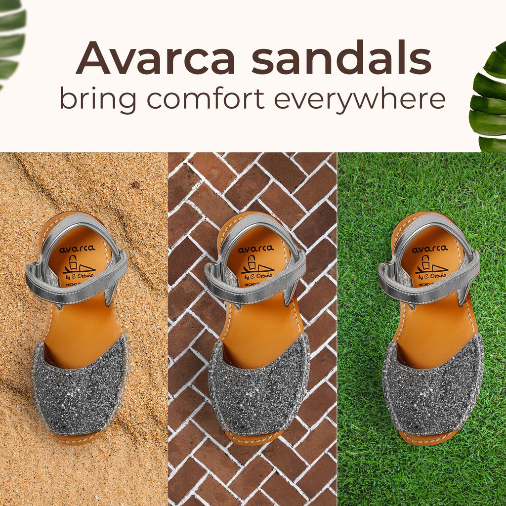 Avarca Glitter Leather Toddler Girl Silver Sandals