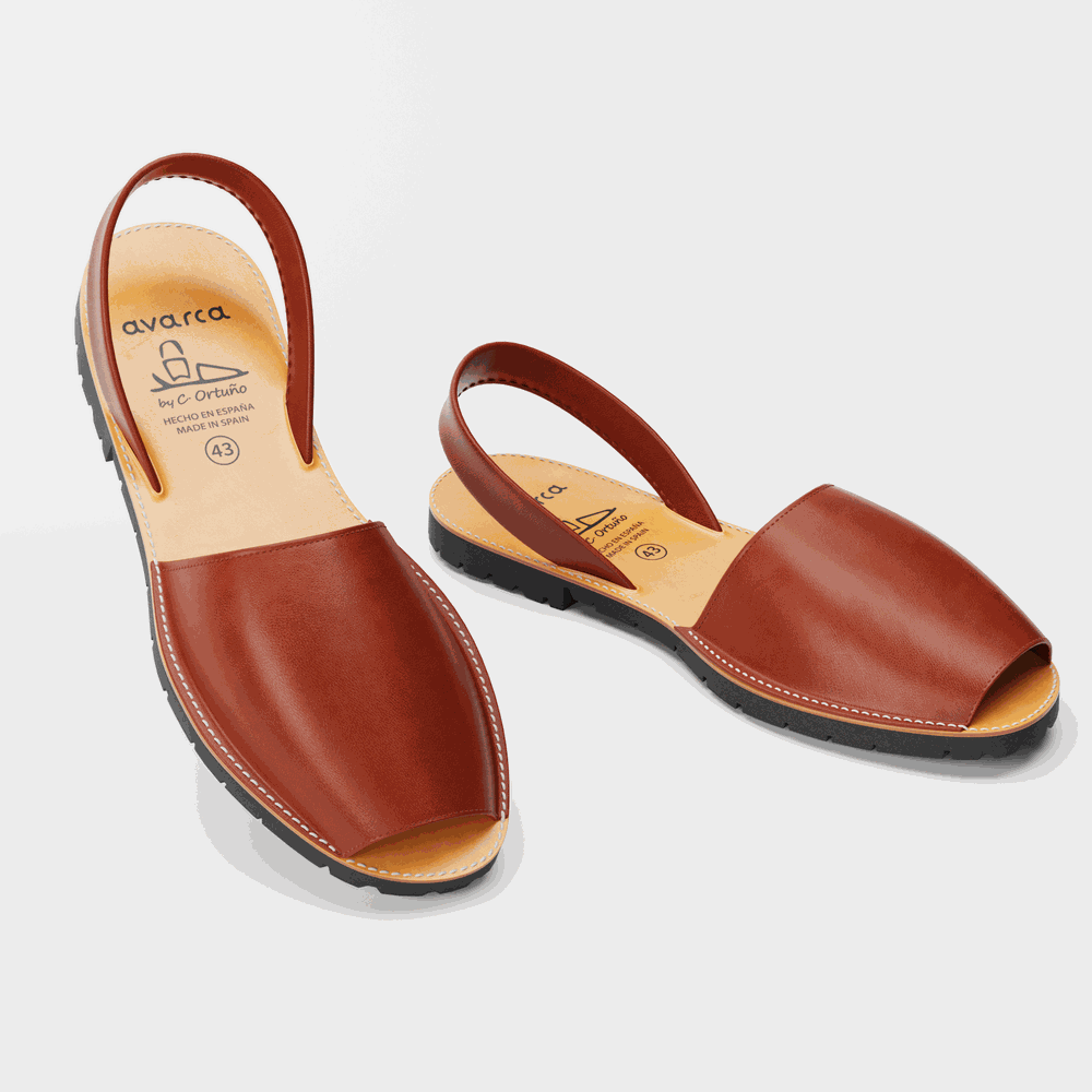 Avarca Lightweight Leather Brown Sandals for Women