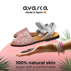 Avarca Glitter Leather Pink Silver Sandals for Girls