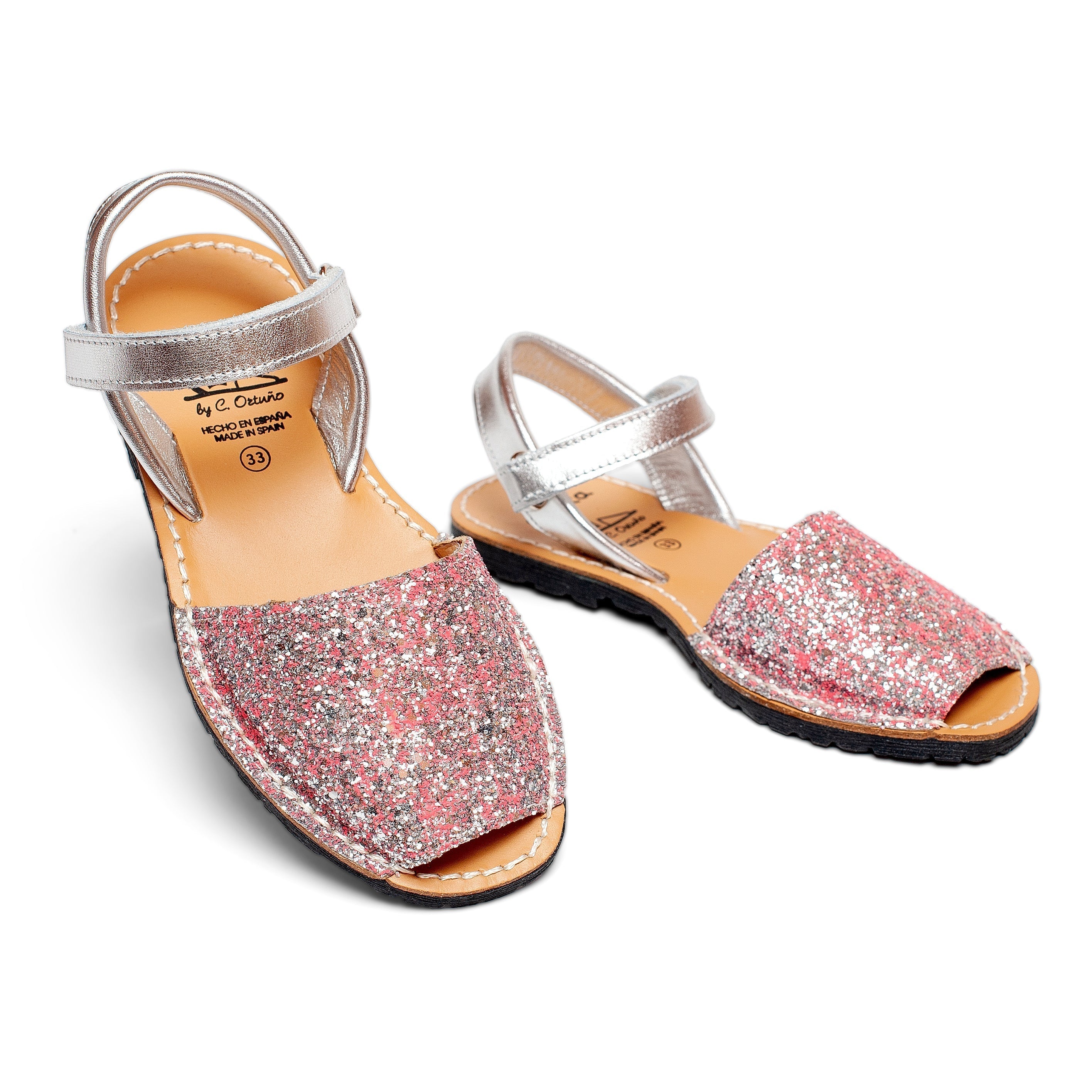 Avarca Glitter Leather Toddler Girl Silver Sandals