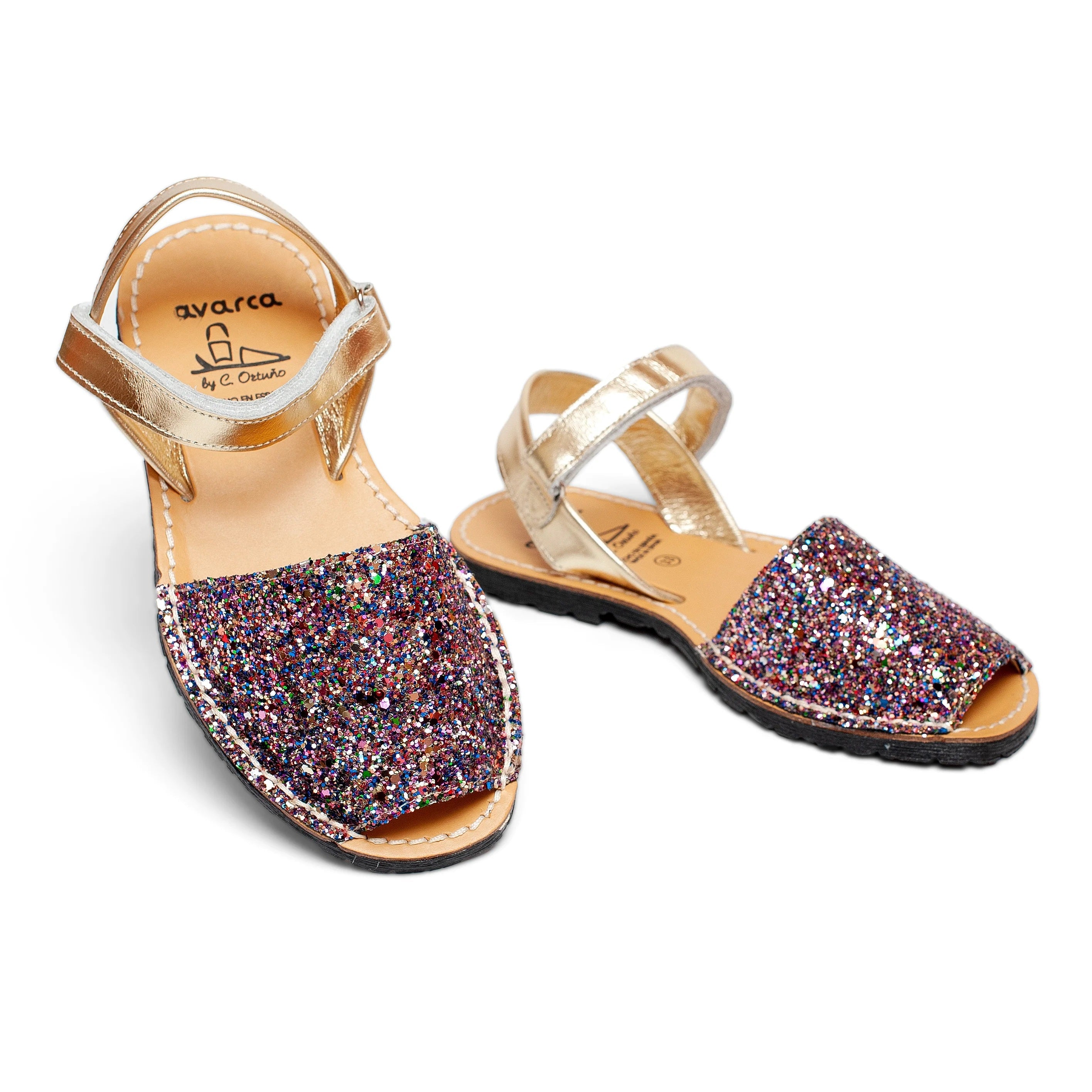 Avarca Leather Toddler Girl White Silver Sandals