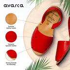 Avarca Leather Red Sandals for Women