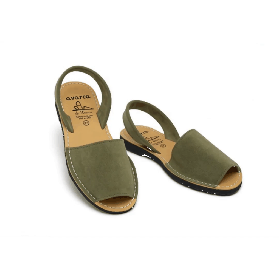 Avarca Lightweight Leather Olive Green Sandals for Women