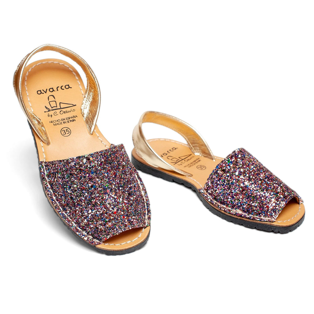 Avarca Glitter Leather Silver Sandals for Women