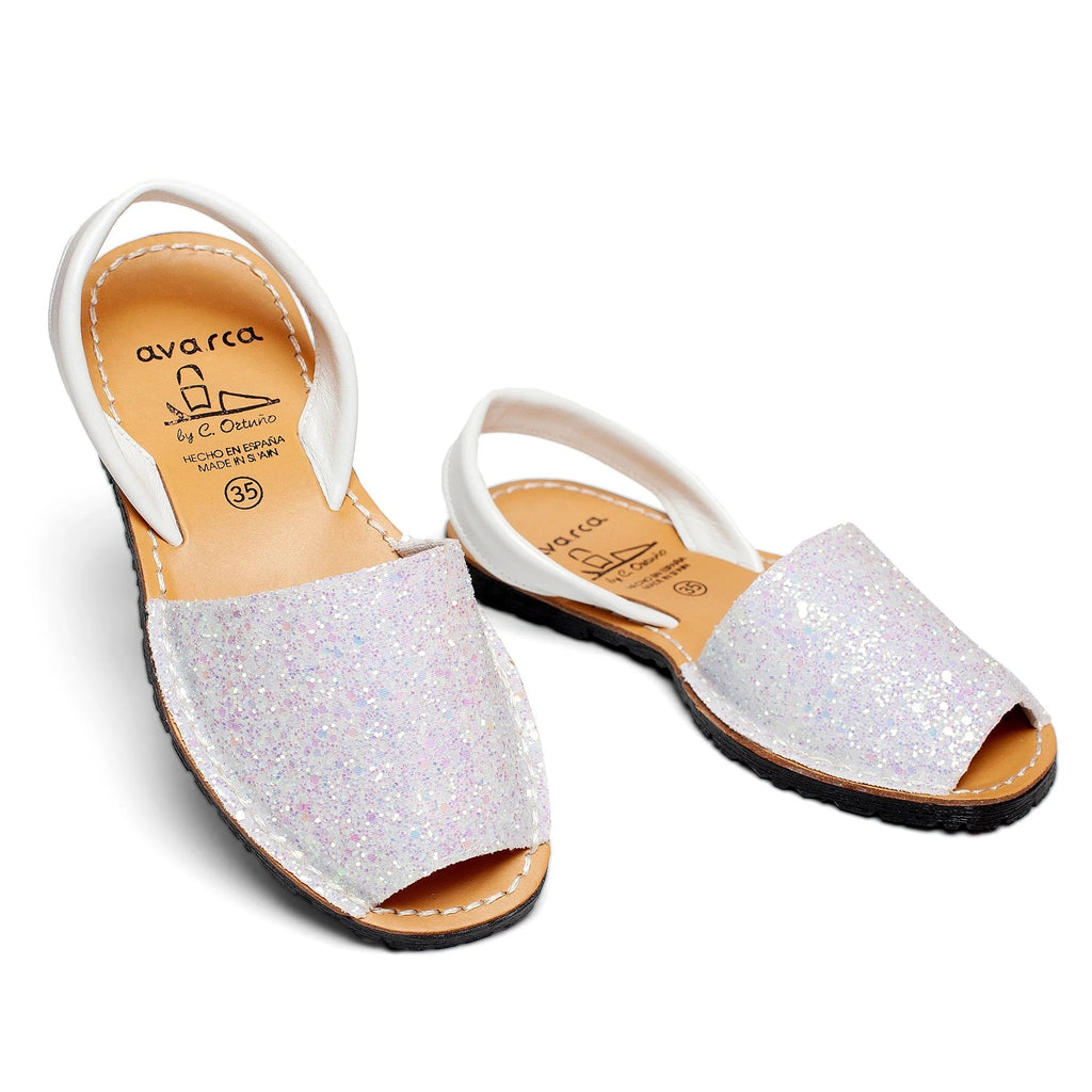 Avarca Glitter Leather Pink Silver Sandals for Women