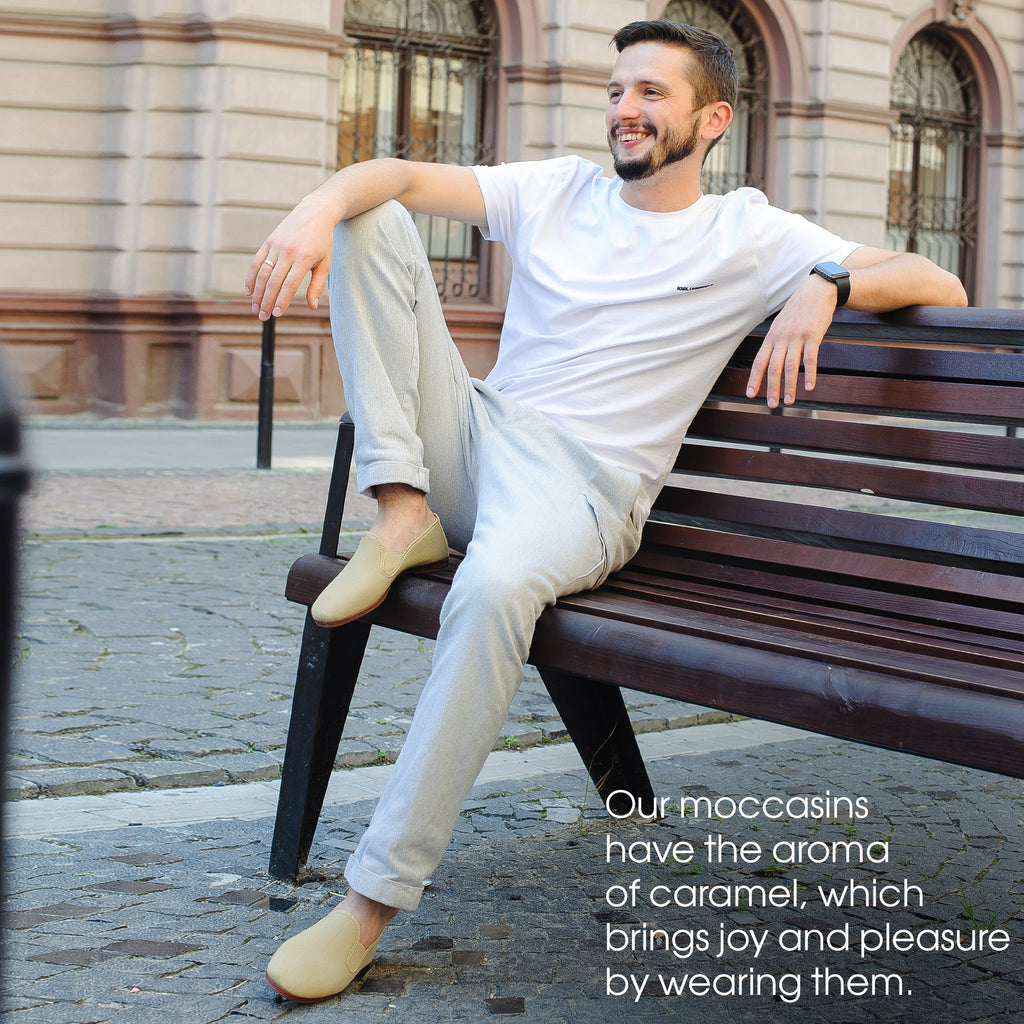 Comfortable Beige Moccasins for Men
