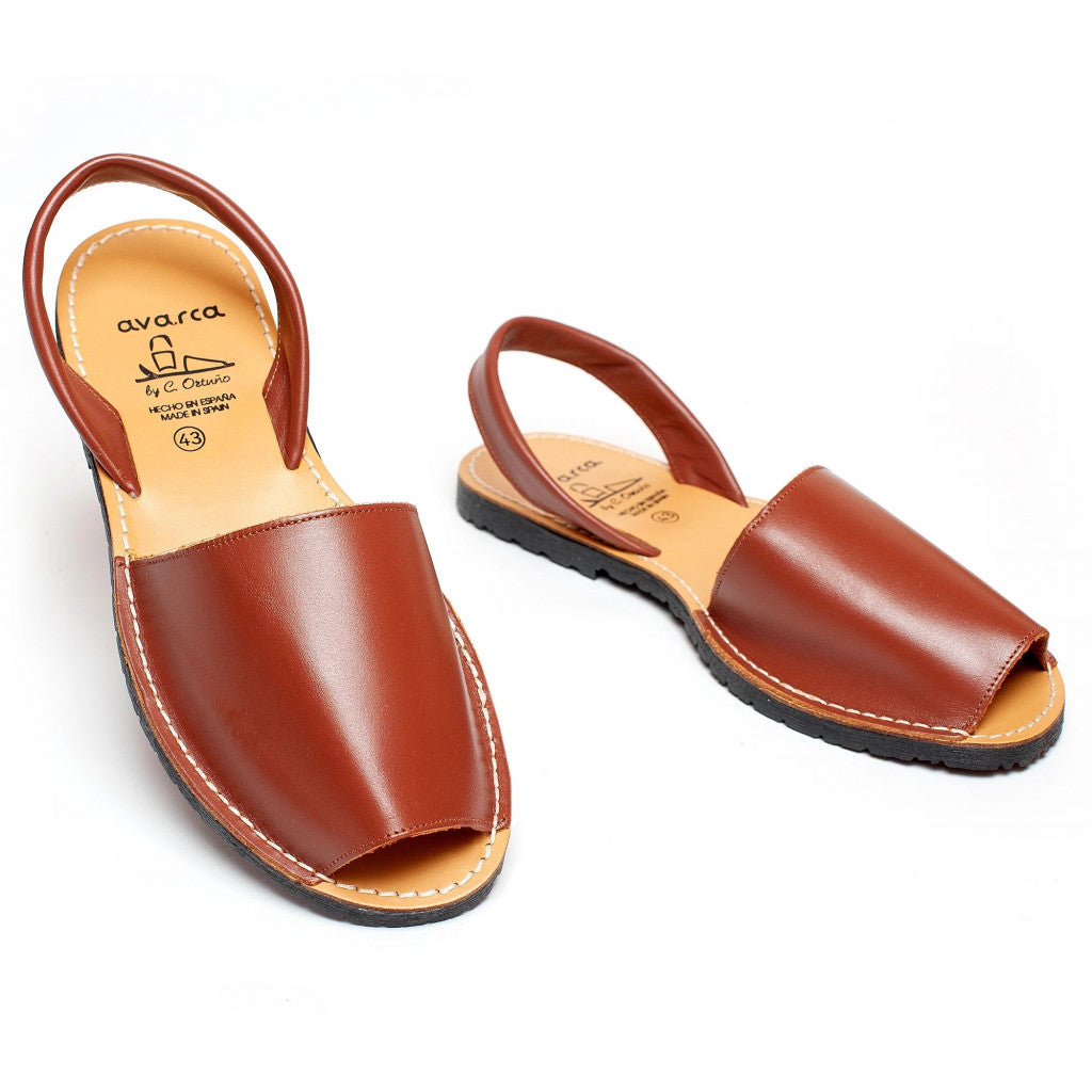 Avarca Lightweight Leather Brown Sandals for Men